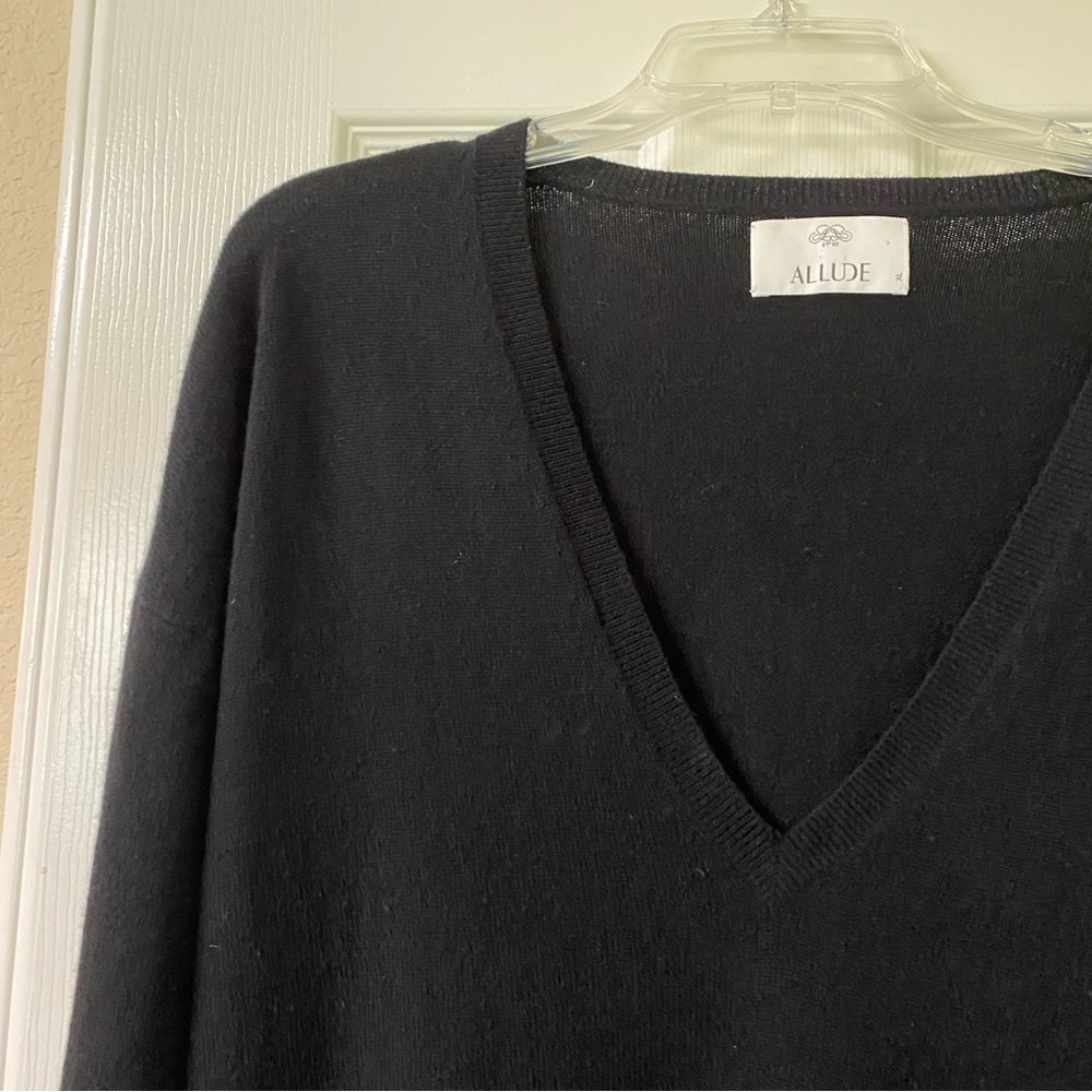 Allude 100% Cashmere Black V-Neck Pullover Womens Size XL Eco-Friendly Sweater - Picture 6 of 12